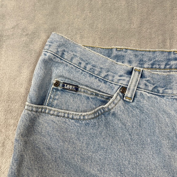 Lee Regular Fit Straight Leg Jeans Mens 34x30 Light Wash Blue Denim Classic 90s - Picture 3 of 6